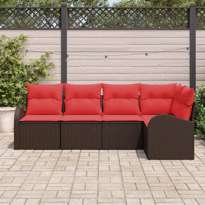 Tuin Sofa Set 5 pcs Bruin poly rattan