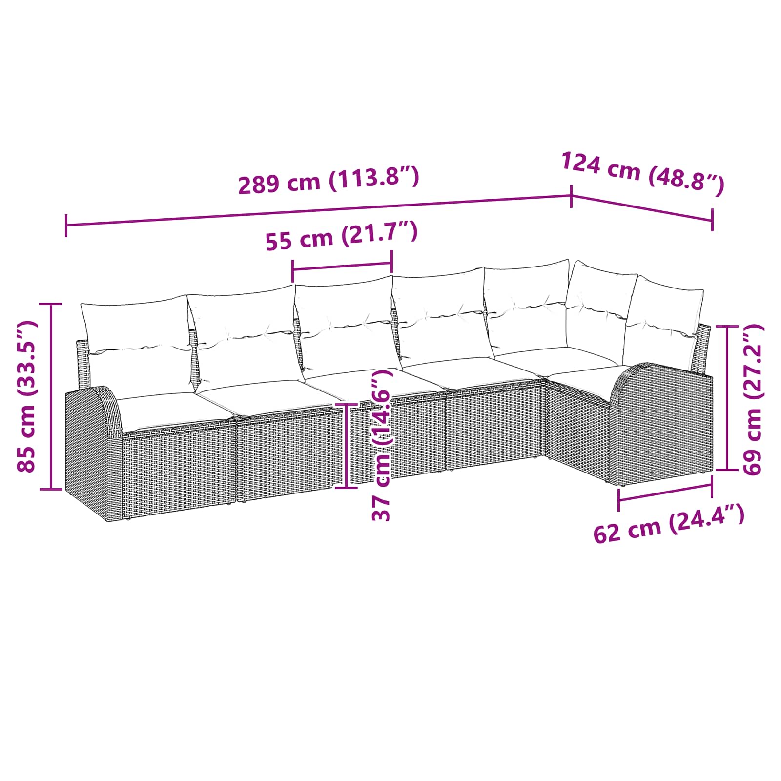 Tuin Sofa Set Bruin poly rattan