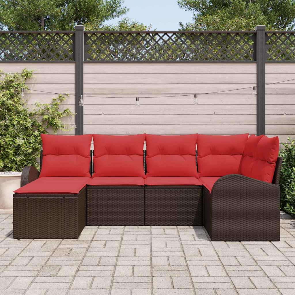 Tuin Sofa Set met kussen 6 pcs Bruin Poly Rattan