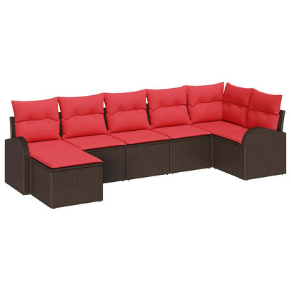 Tuin Sofa Set met kussen 7 pcs Bruin Poly riet