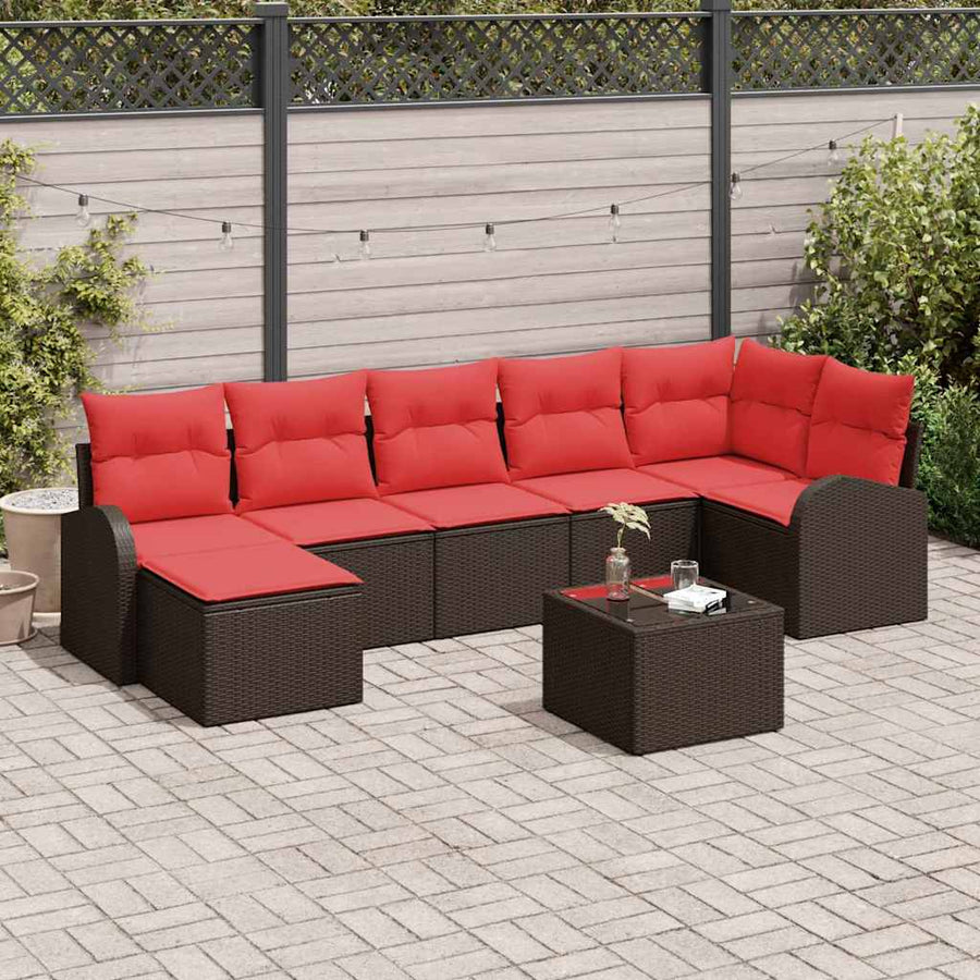 Tuin Sofa Set met kussen 8 pcs Bruin Poly Rattan