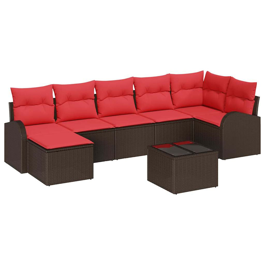 Tuin Sofa Set met kussen 8 pcs Bruin Poly Rattan