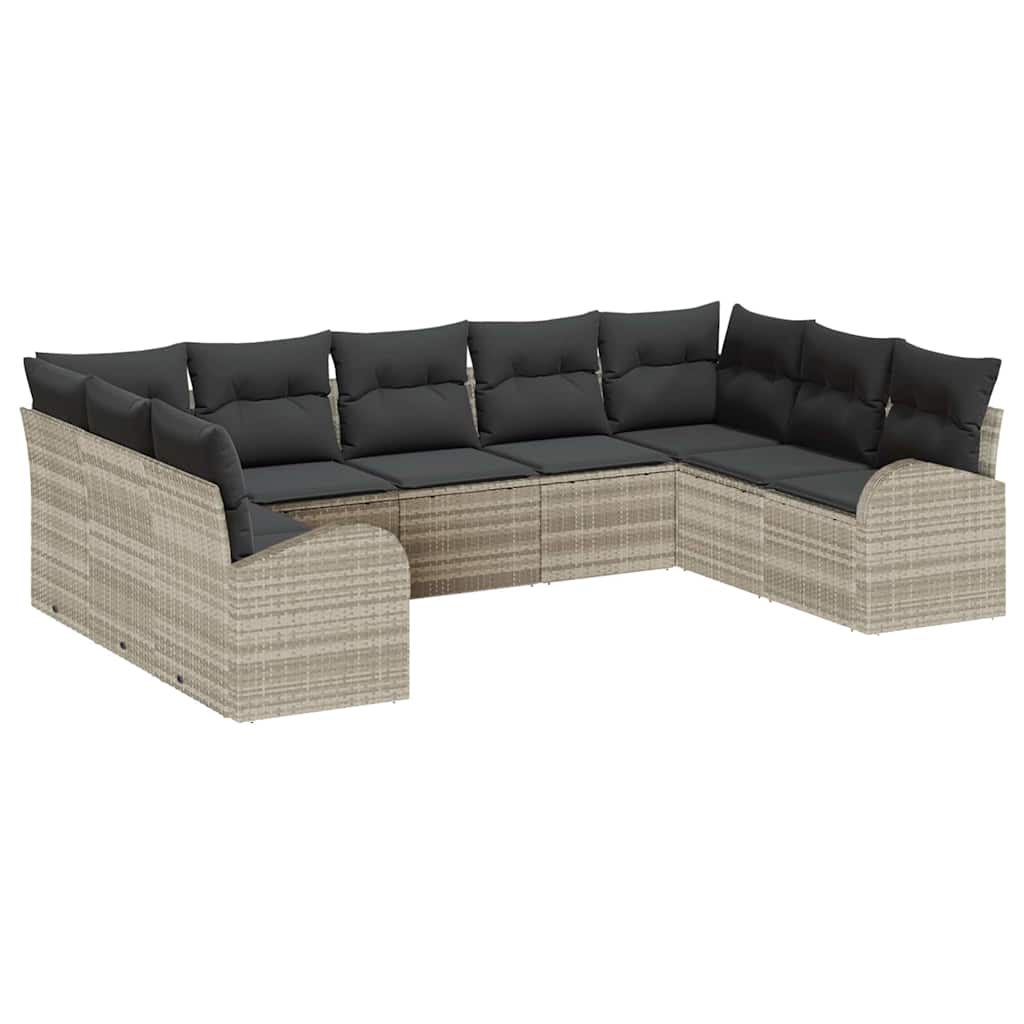 Bankstel met kussen Lichtgrijs Poly Rattan