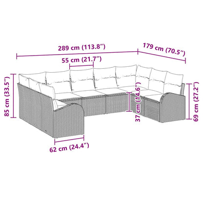 Bankstel met kussen Lichtgrijs Poly Rattan