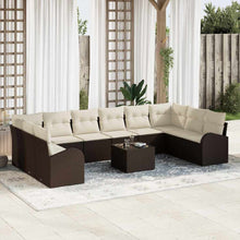 Bankstel met kussen 11 pcs Bruin Polyrattan