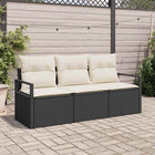 Bankstel poly rattan 3 zitplaatsen zwart