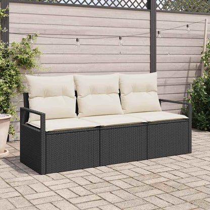 Bankstel 3 pcs Zwart poly rattan