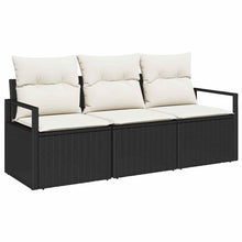 Bankstel 3 pcs Zwart poly rattan