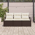 Bankstel poly rattan bruin modulair 3 zitplaatsen