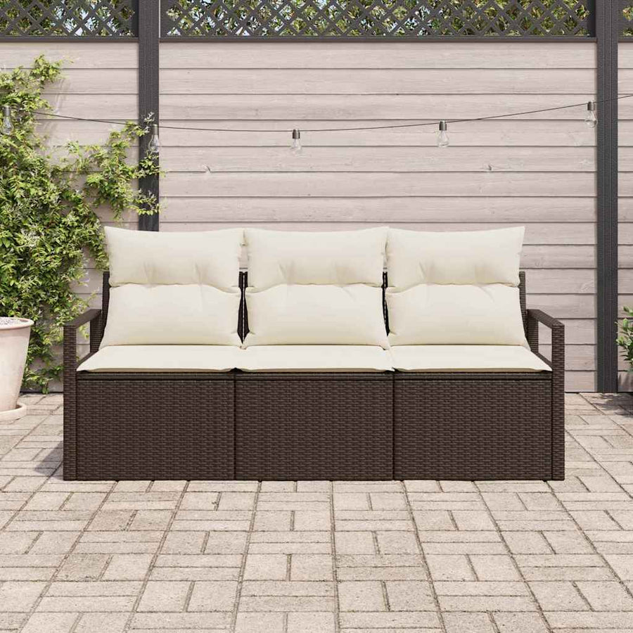 Bankstel 3 pcs Bruin poly rattan
