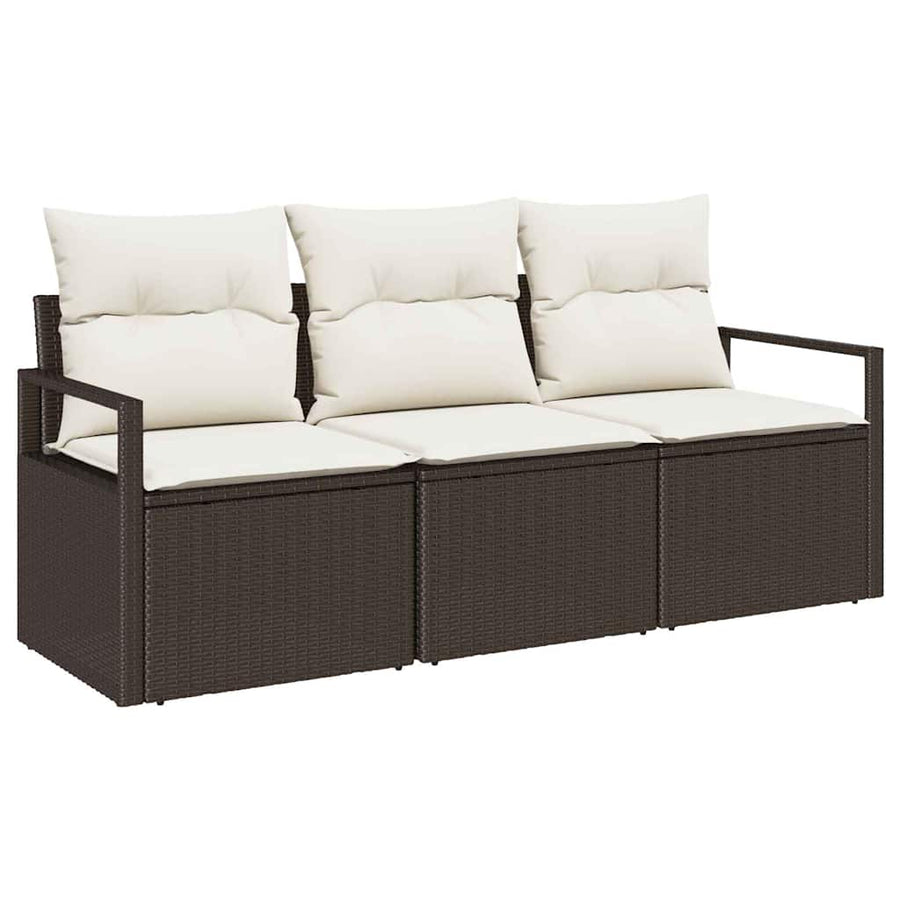 Bankstel 3 pcs Bruin poly rattan