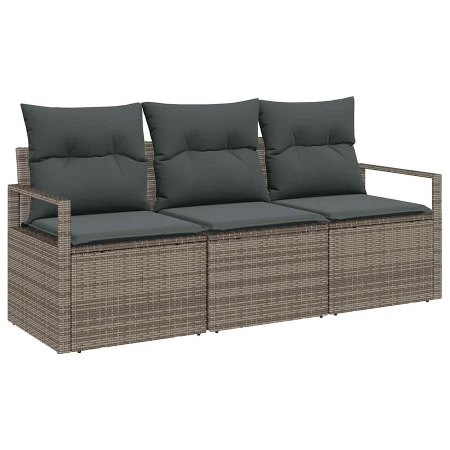 Bankstel 3 pcs Grijs poly rattan