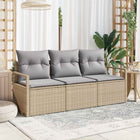 Bankstel 3-delig poly rattan beige