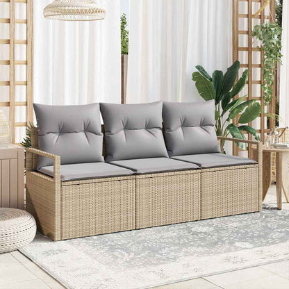 Bankstel 3 pcs Beige poly rattan