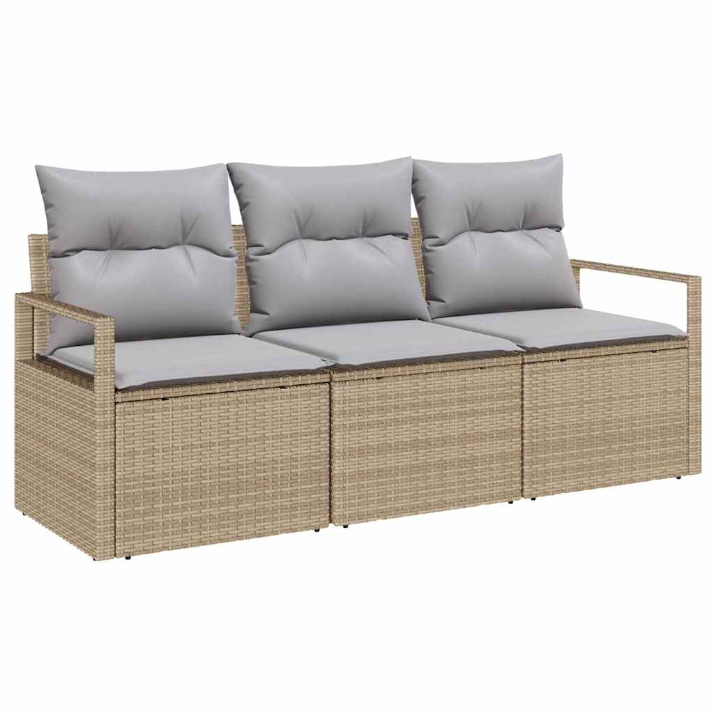 Bankstel 3 pcs Beige poly rattan