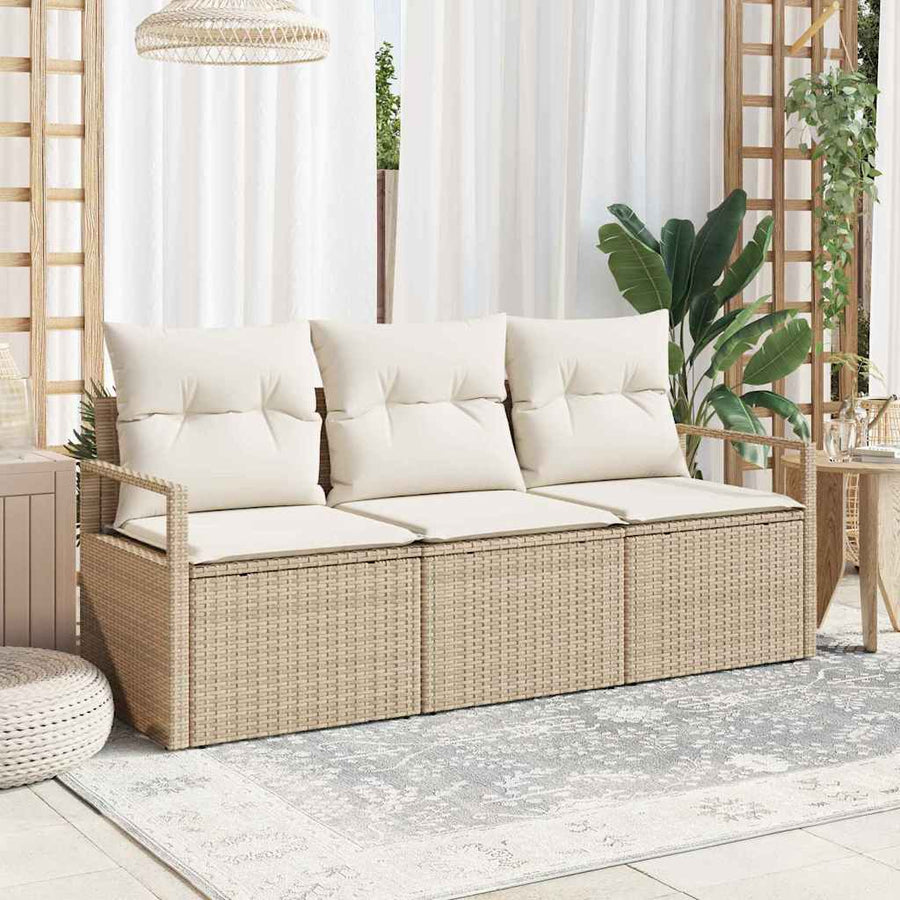Bankstel 3 pcs Beige poly rattan
