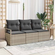 Bankstel 3-delig lichtgrijs poly rattan