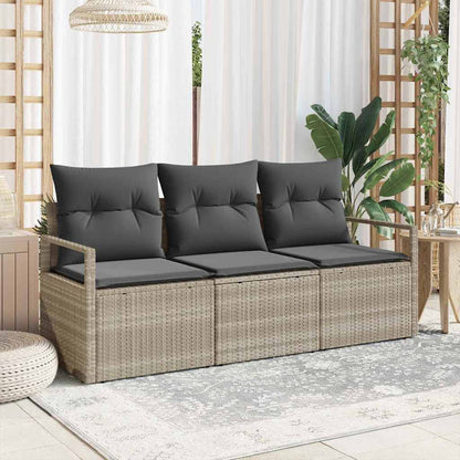 Bankstel 3 pcs Lichtgrijs poly rattan