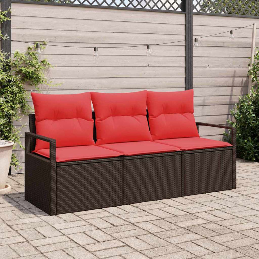 Bankstel 3 pcs Bruin poly rattan
