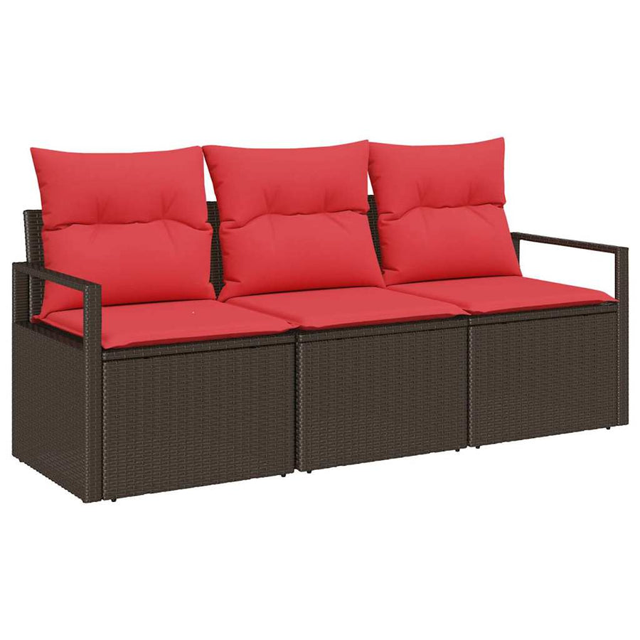 Bankstel 3 pcs Bruin poly rattan