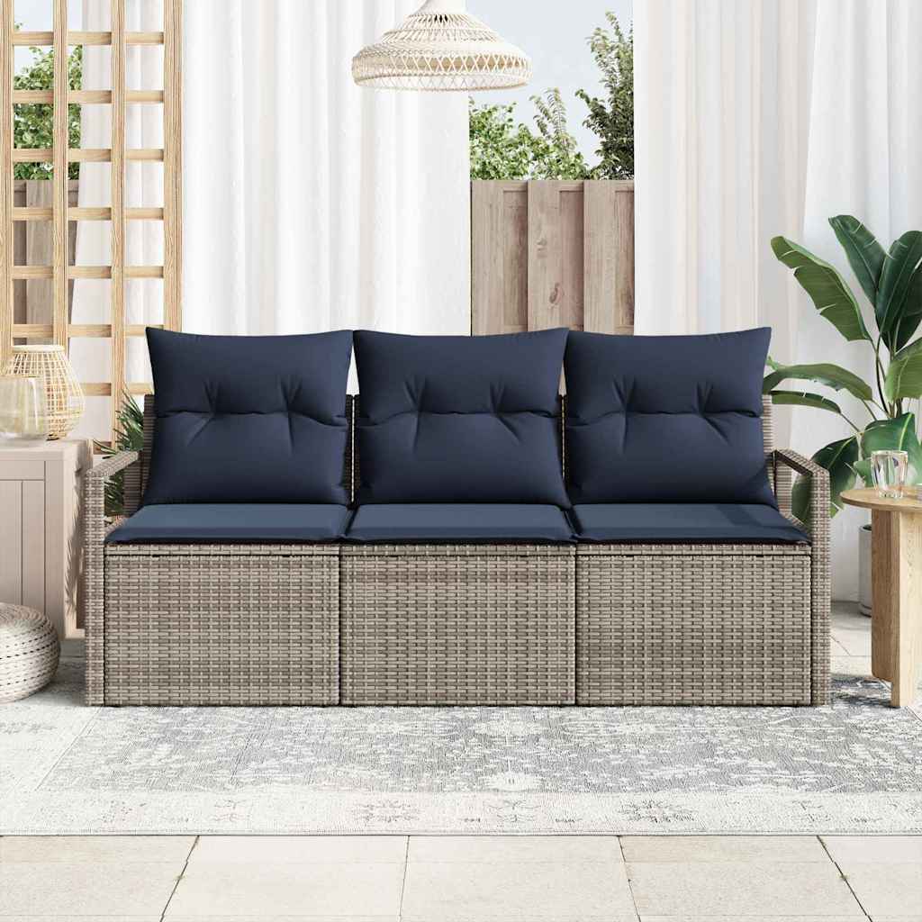 Bankstel 3 pcs Grijs poly rattan
