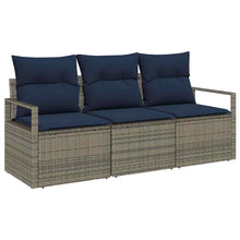 Bankstel 3 pcs Grijs poly rattan