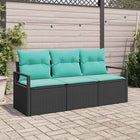 Bankstel poly rattan 3-delig zwart