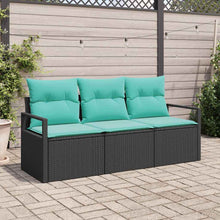 Bankstel 3 pcs Zwart poly rattan
