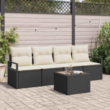 Bankstel 5 pcs Zwart en Crème poly rattan