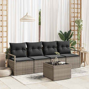 Loungeset poly rattan grijs 55x55x37 cm 4 personen