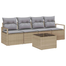 Bankstel 5 pcs Beige en Grijs poly rattan