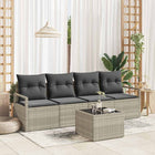 Loungebank set 5-delig poly rattan lichtgrijs donkergrijs