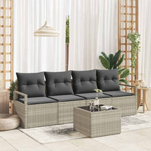 Bankstel 5 pcs Lichtgrijs en Donkergijs poly rattan
