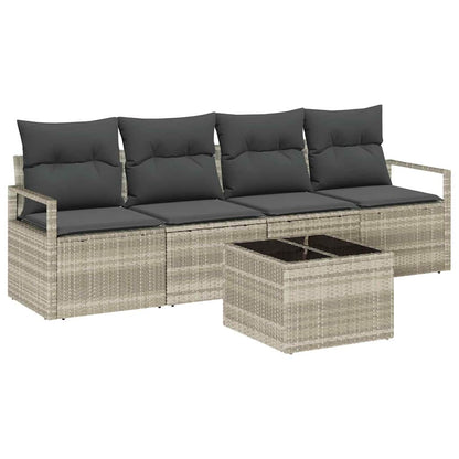 Bankstel 5 pcs Lichtgrijs en Donkergijs poly rattan