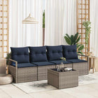 Loungeset 5-delig poly rattan grijs blauw