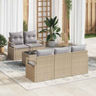 Loungebank set poly rattan beige grijs 6-delig