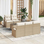 Bankstel met kussen 6 pcs Beige en Crème poly rattan