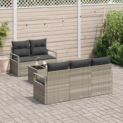 Bankstel 6 pcs Lichtgrijs poly rattan
