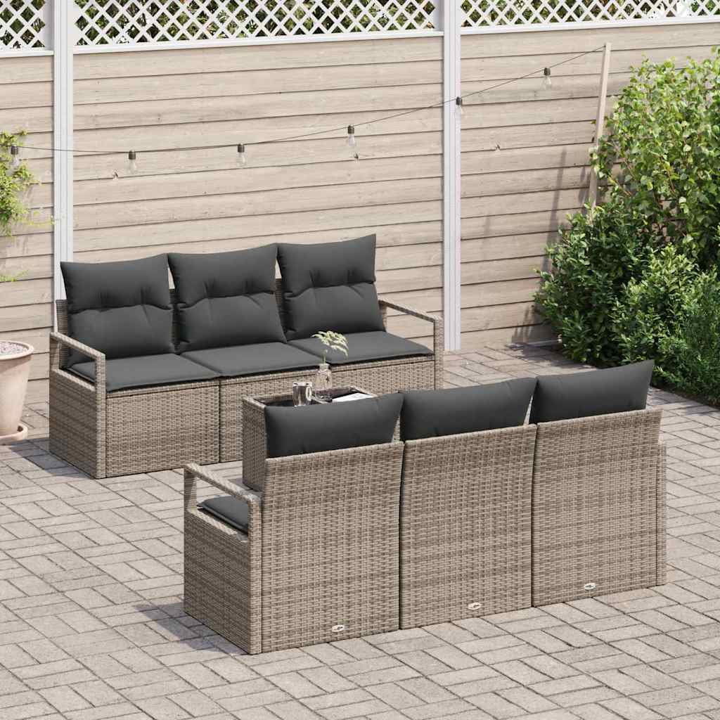 Bankstel 7 pcs Grijs poly rattan