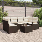 Loungebanken 7-delig poly rattan bruin crème