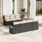 Loungebank set poly rattan zwart crème 8-delig