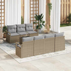 Loungebank set poly rattan beige grijs 8-delig