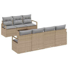 Bankstel 8 pcs Beige en Grijs poly rattan