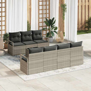 Bankstel 8-delig lichtgrijs poly rattan