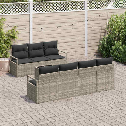 Bankstel 8 pcs Lichtgrijs poly rattan