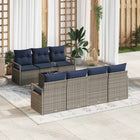 Loungebank set poly rattan grijs 8-delig