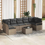 Bankstel poly rattan grijs 8-delig