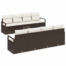 Bankstel met kussen 7 pcs Bruin en Crème poly rattan
