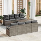 Loungeset poly rattan grijs 7-delig