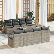 Bankstel met kussen 7 pcs Lichtgrijs poly rattan